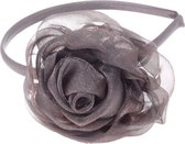 Jessidress Dames Haar Diadeem met organza Haarbloemen - Bruin