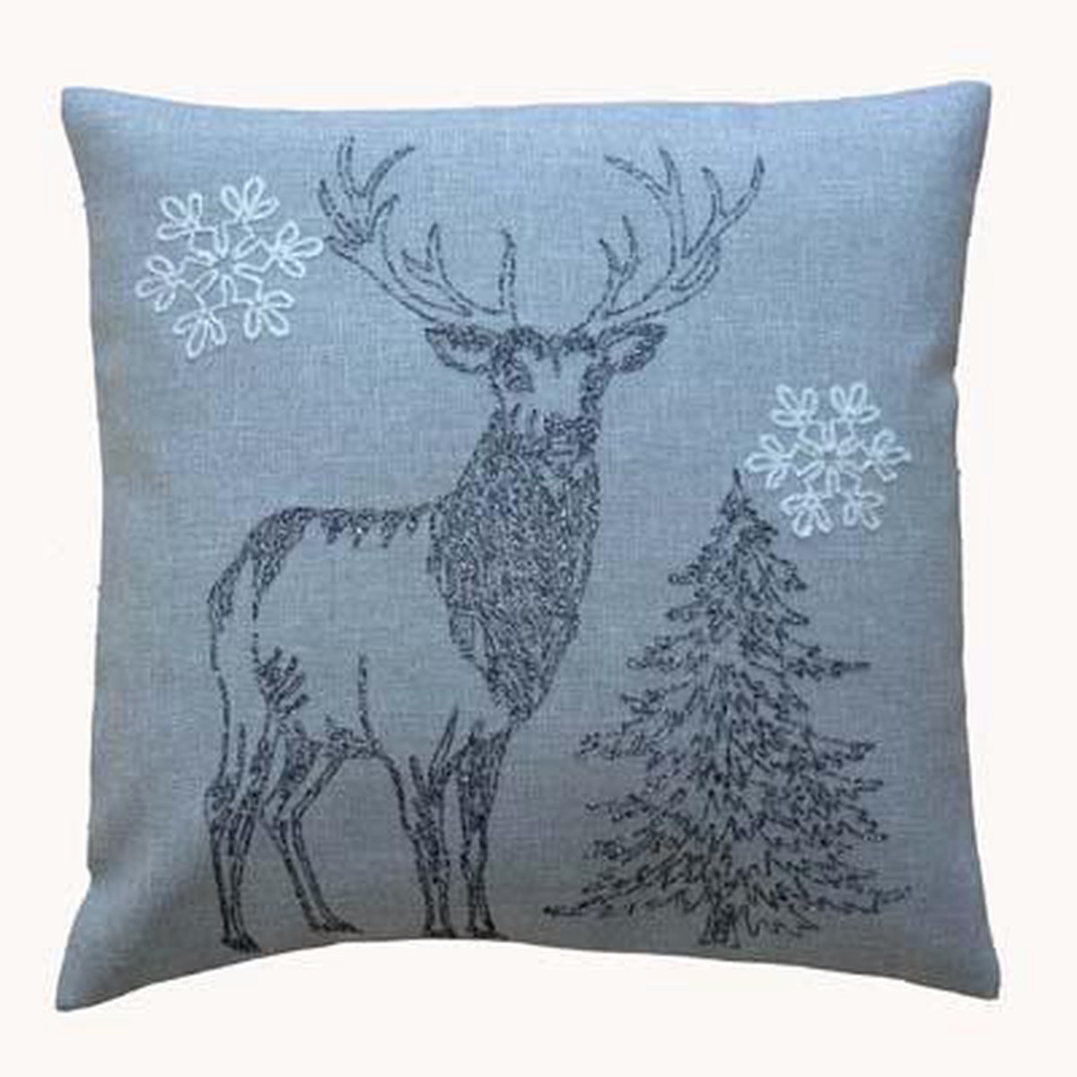 Kerst tafelkleed hert kerstboom sneeuwvlok grijs - Vierkant 85 cm