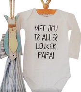 Rompertje Met jou is alles leuker papa | Lange mouw | wit | maat 50/56 | cadeau zwangerschap aankondiging papa's liefste worden voor verjaardag I love allerliefste cadeautje kind b