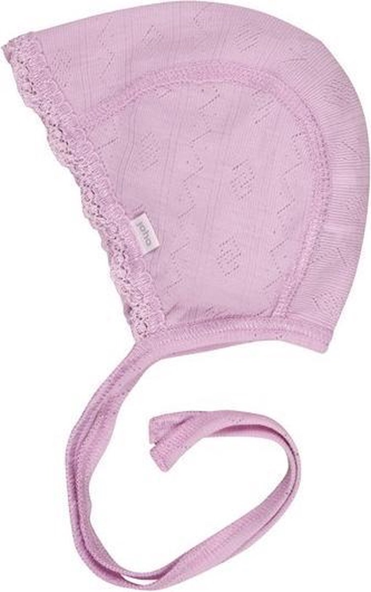 Kanten babymutsje Wol zijde roze (Joha) | 37-cm-0-1-maand