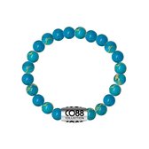 CO88 Collection Elemental 8CB 17030 Rekarmband met Stalen Element - Oceaan Natuursteen 8 mm - One-size - Blauw