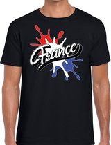 France/Frankrijk landen t-shirt spetter zwart voor heren - supporter/landen kleding Frankrijk L