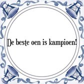 Tegeltje met Spreuk (Tegeltjeswijsheid): De beste oen is kampioen! + Kado verpakking & Plakhanger