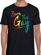 Born this gay regenboog gay pride shirt zwart voor heren L