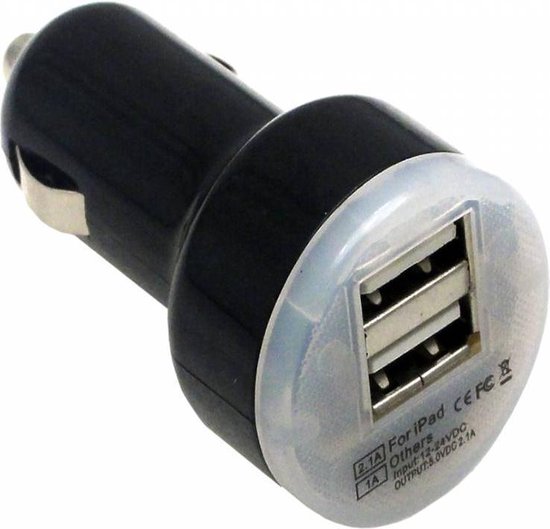 Dual USB Auto oplader voor Hema Whoop Charlie, Dual Adapter, Zwart, merk  i12Cover | bol.com