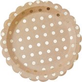 Polka dots wegwerp borden - goud (8 stuks)