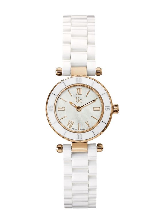 Wit keramisch dames horloge van Guess Collection X70011L1S - roségouden  details - wit | bol.com