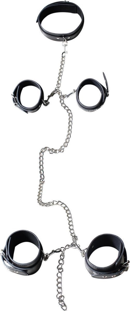 Goedkoopste EZlove – Verstelbare Bondage BDSM Slavernij Boeien Set met Halsband voor Onderdanigheids Training – Zwart