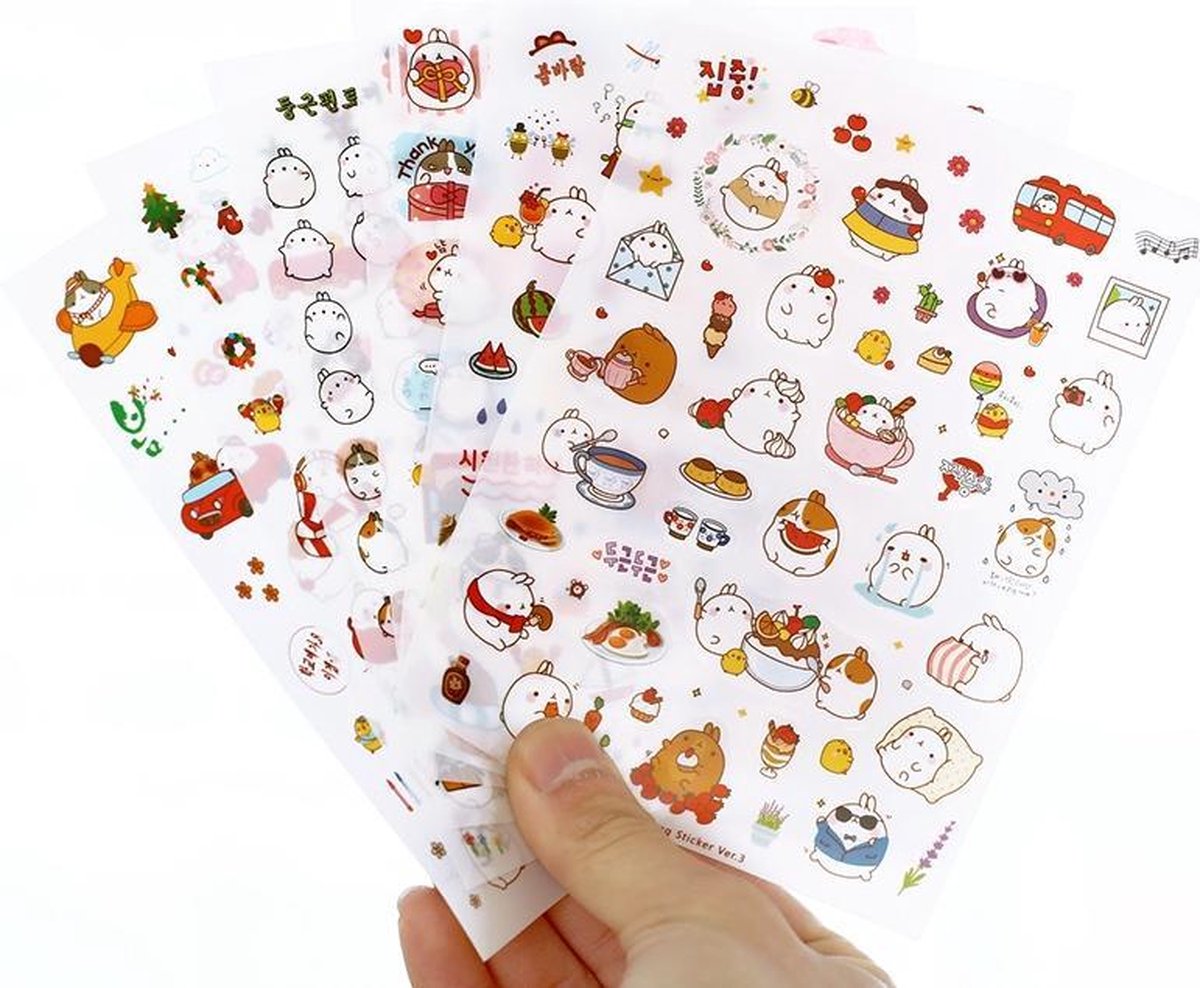Kawaii stickers (6 vel)  met konijntjes – leuke plaatjes voor scrapbooking, agenda, brieven etc.  Japans design