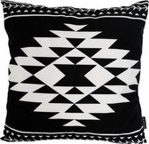 Black Bohemian Kussenhoes | Katoen/Polyester | 45 x 45 cm | Zwart - Wit