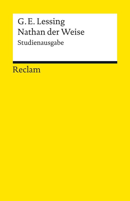 Geel Reclam-boek met de titel Nathan der Weise van G.E. Lessing en het opschrift Studienausgabe.