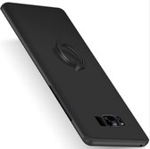 iCall - Samsung Galaxy S8 - Selfie Ring Case TPU Matte Black Premium Case (Mat Zwart Silicone Hoesje / Cover)