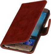 Rood Hout booktype wallet cover hoesje voor Apple iPhone 6 Plus / 6s Plus