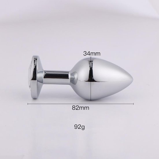 Aluminium Butt Plug met Diamant - Medium