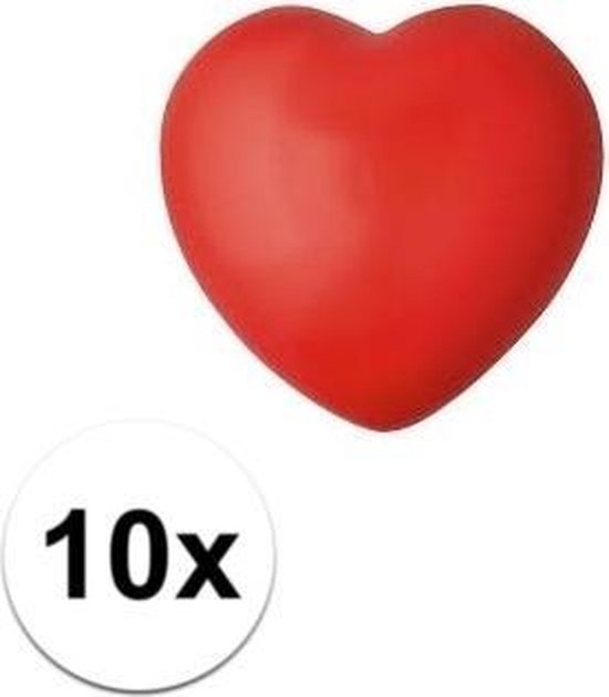 10x boules anti-stress coeur rouge - 7 x 6,5 x 5,5 cm - boule anti