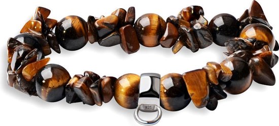 Quiges - Charm Bracelet Charm avec Pierres Marron 20cm - Argent 925 - HCB005