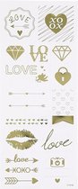 Love stickervel met 14 gouden liefdes stickers