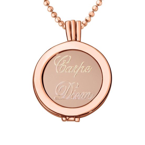 Quiges - Munthouder met Ketting en Munt 25mm Carpe Diem - Rose Goudkleurig - EPRHZ335