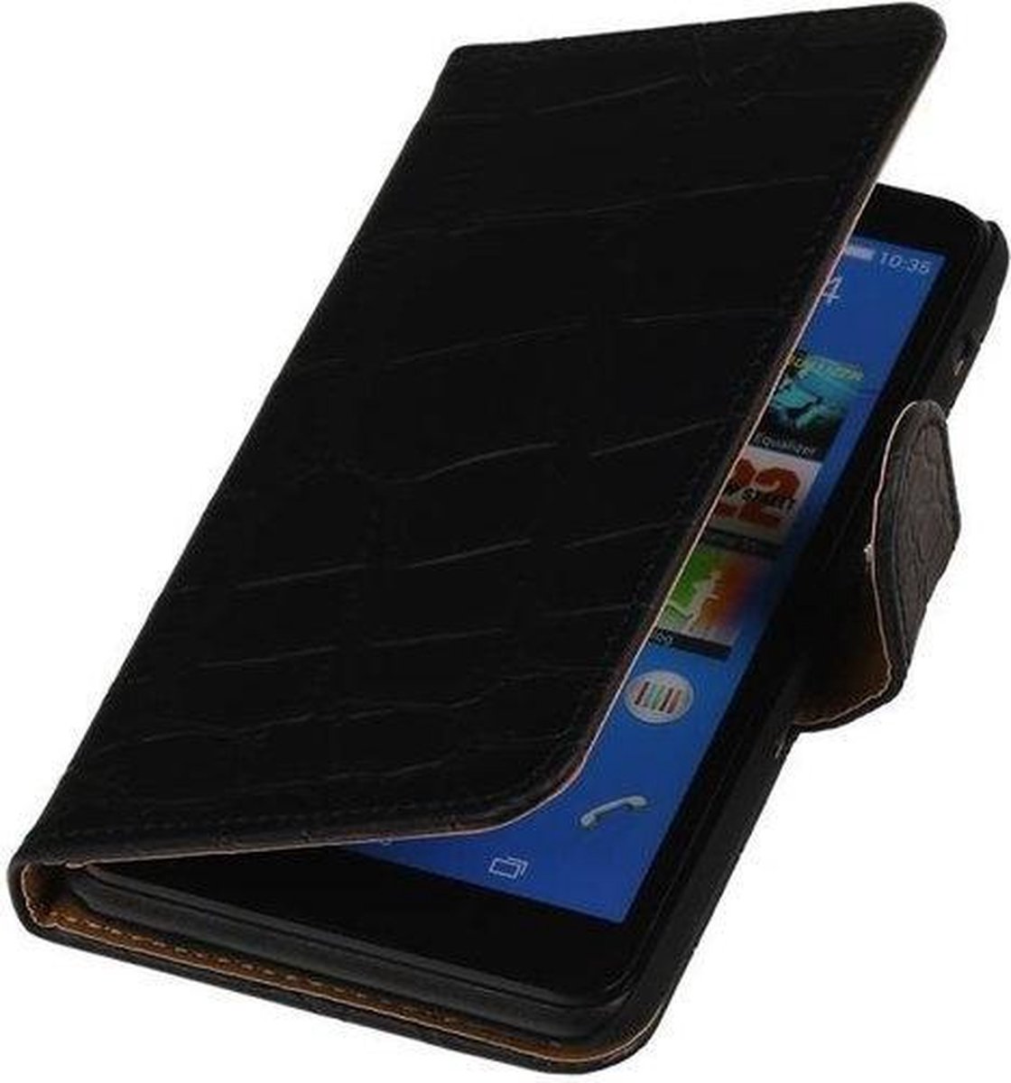 Sony Xperia M4 Aqua Croco Booktype Wallet Hoesje Zwart