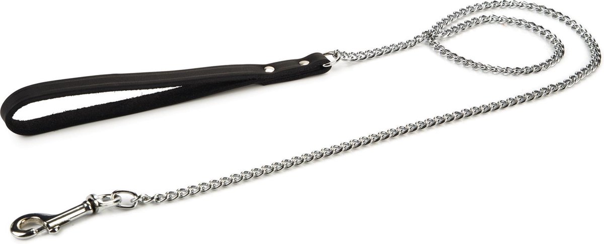 Beeztees Kettinglijn - Zwart - Leer - 1,12 meter - 12 mm