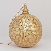 Arabische hanglamp Qorna - gesloten bol - goudkleurig - maat L (Oosterse - Egyptische - Marokkaanse lampen)