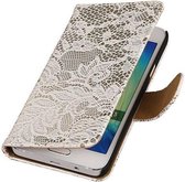 Sony Xperia M4 Aqua Lace/Kant Booktype Wallet Hoesje Wit