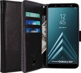 Samsung Galaxy A6 Plus Hoesje - Book Case Leer Wallet Cover Portemonnee Pasjeshouder Hoes Zwart