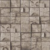 Dutch Wallcoverings schuimvinyl houtblokken - bruin