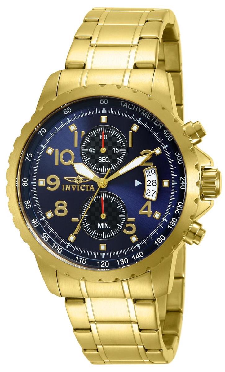 Invicta Specialty 13785 Heren Horloge - Waterdicht - Analoog - Quartz Uurwerk - Roestvrij Staal met blauwe Wijzerplaat - 45mm