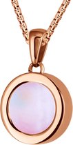 Quiges Mini Pendentif Pièce 12mm Acier Inoxydable Brillant Rosé avec Pièce Rose Coquille et Chaîne à Boules 42-46cm