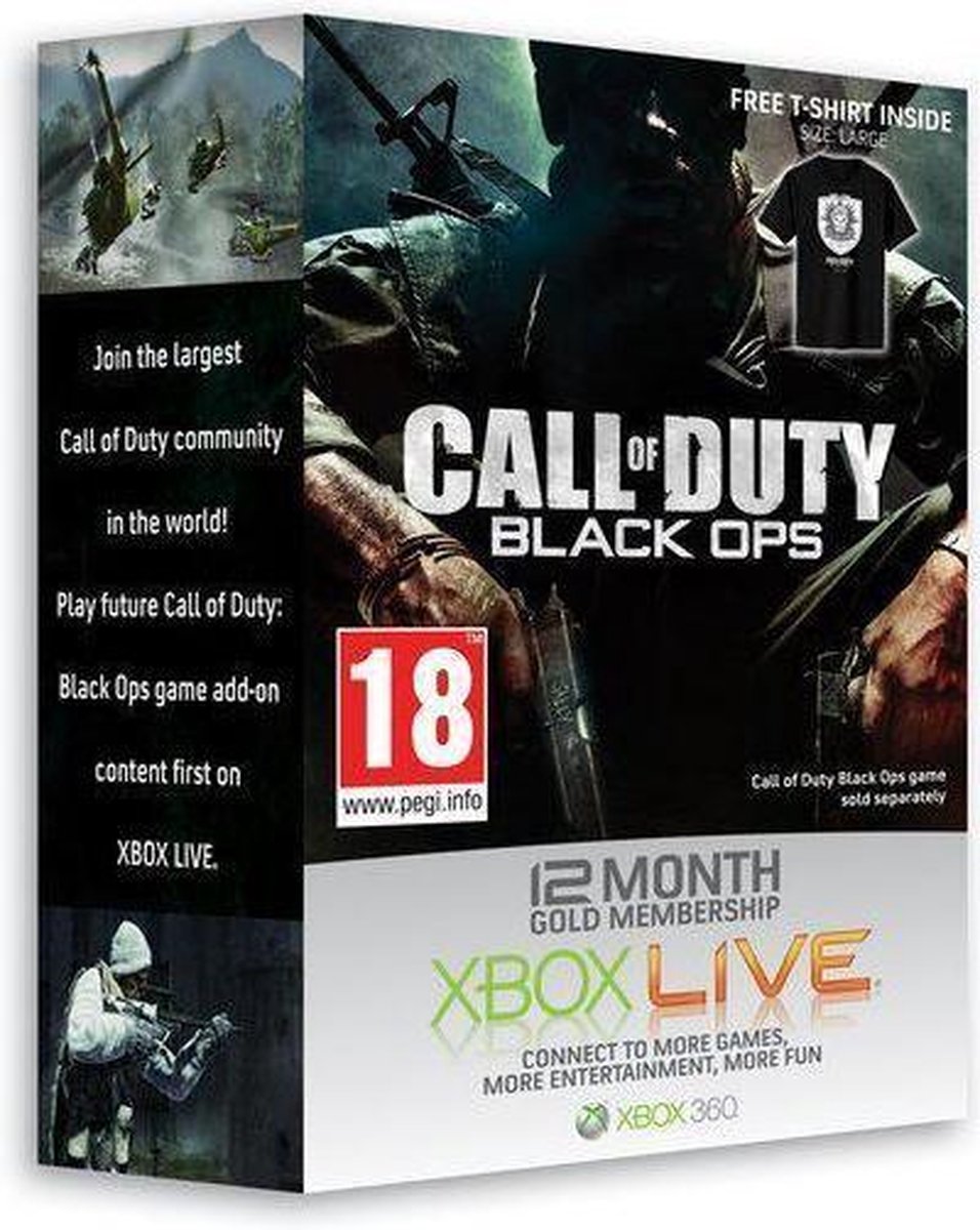 Xbox 360 Live Gold Card (12 mth) + Call Of Duty Black Ops Tshirt /X360 |  bol.com