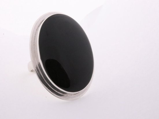 Smash Onbemand Prelude Grote ovale zilveren ring met onyx - maat 18 | bol.com