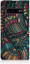 Geschikt voor Samsung Galaxy S10 Plus Standcase Hoesje Design Aztec