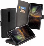 MP case zwart book case style voor Nokia 6 (2018) wallet case hoesje