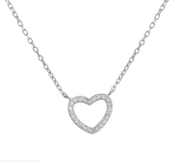 Fate Jewellery Ketting FJ490 - Heart - 925 Zilver - Ingelegd met Zirkonia kristallen