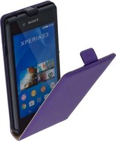 Lelycase Lederen Flip Case Cover Hoesje Sony Xperia E3 Paars