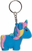 Knijp blauwe eenhoorn sleutelhanger 6 cm