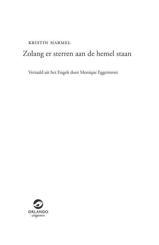 Boekomslag van 'Zolang er sterren aan de hemel staan' met de titel, de naam van de auteur en het logo van de uitgever.