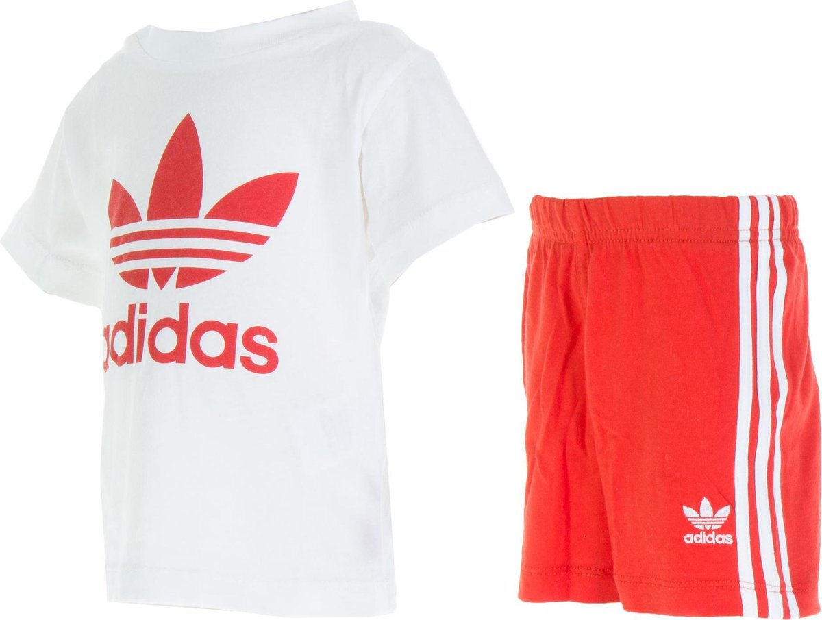 limoen evalueren marge adidas Originals Trefoil Set Sportshirt - Maat 116 - Unisex - wit/rood |  bol.com