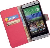 Lelycase  Bookcase  HTC One E8 Ace Flip Cover Wallet Hoesje Pink