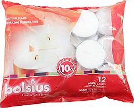 Keer terug open haard het beleid Bolsius Maxi Waxinelichtjes Wit 12 Stuks | bol.com
