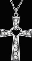 Halsketting met zirkonia zilveren kruisje