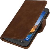 Bruin Hout booktype wallet cover hoesje voor Samsung Galaxy S7 Active