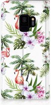 Geschikt voor Samsung S9 Standcase Hoesje Design Flamingo Palms