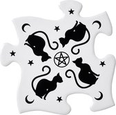 Alchemy Gothic Onderzetter Black Cat Puzzle Set van 4 Wit