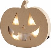 Halloween - Pompoen Halloween decoratie met licht van papier mache 22 cm