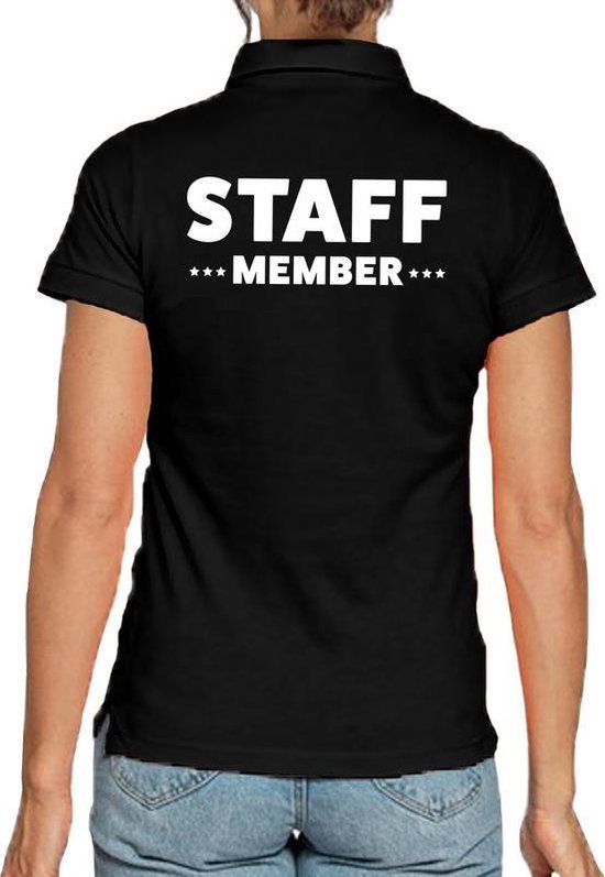 Staff member poloshirt zwart voor dames - event crew / personeel polo shirt