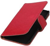Washed Leer Bookstyle Wallet Case Hoesjes voor Galaxy E5 Roze