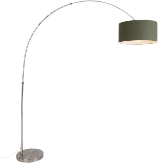 QAZQA Satin - Moderne Staande booglamp - 1 lichts - H 2200 mm - Groen - Woonkamer | Slaapkamer | Keuken
