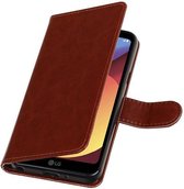 LG Q8 Portemonnee hoesje booktype wallet case Bruin